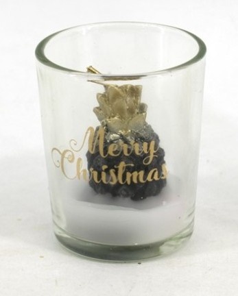 Vela ananás preto em copo de vidro (5x7cm)