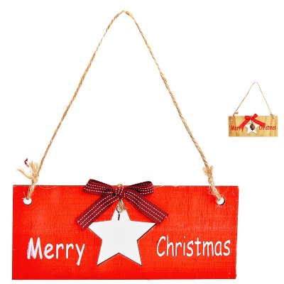 Placa Merry Christmas em madeira (16x7cm)