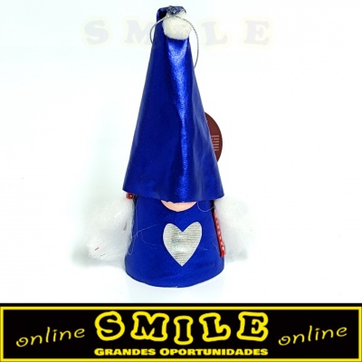 Boneco de Natal c/ Tranças Azul Metalizado