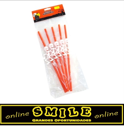 Pack de 5 palhinhas plásticas Halloween