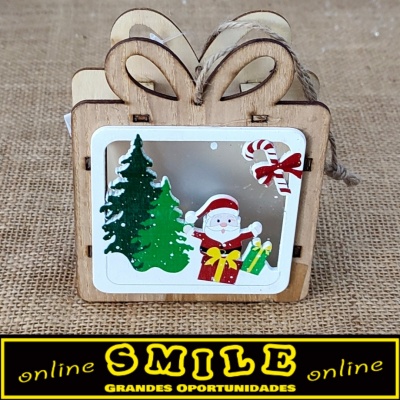 Presente de Natal em Madeira Castanha c/ Luz