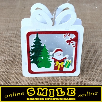 Presente de Natal em Madeira Branca c/ Luz