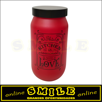 Frasco em vidro Kitchen Love vermelho