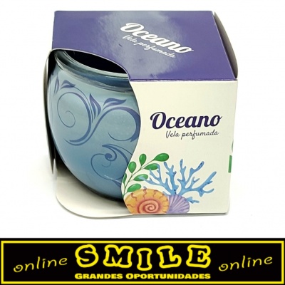 Vela Aromática em  copo de vidro redondo Oceano