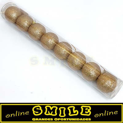Conjunto de 8 Bolas de Natal Douradas/ Champanhe