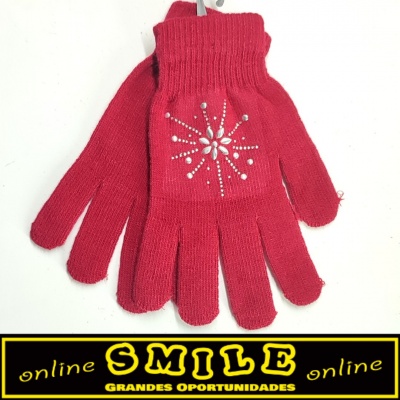 Luvas de Criança Bourdeaux com Brilhantes
