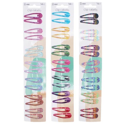 Pack de 14 ganchos clip coloridos para cabelo