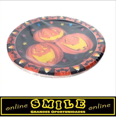 Pratos Redondos em Papel 10x Halloween