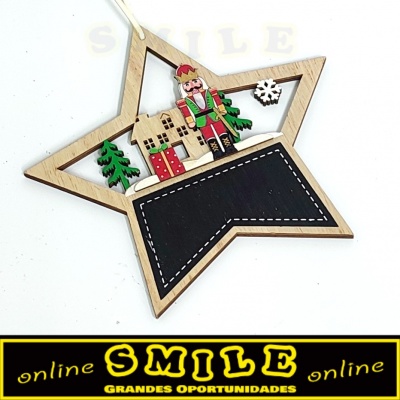 Estrela em Madeira Decor Castanha/ Ardósia