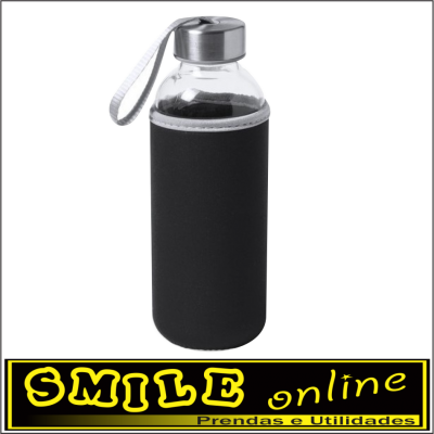 Garrafa em Vidro 400ml com bolsa neoprene Negra