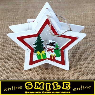 Estrela de Natal em Madeira Branca c/ Luz