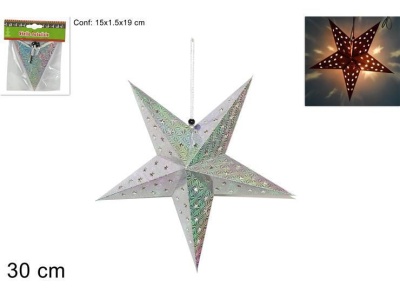 Estrela de pendurar, em cartão brilhante (30cm)