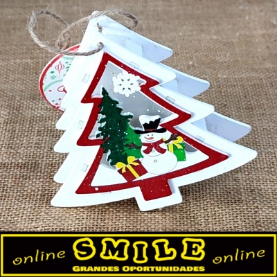 Árvore de Natal em madeira branca c/ luz (12x12cm)