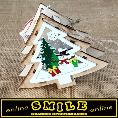 Árvore de Natal em madeira castanha c/ luz (12x12cm)