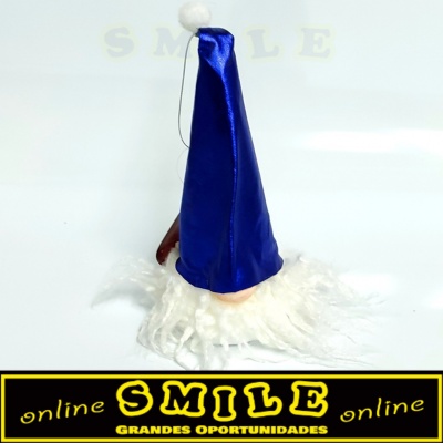 Boneco de Natal c/ Barbas Azul Metalizado