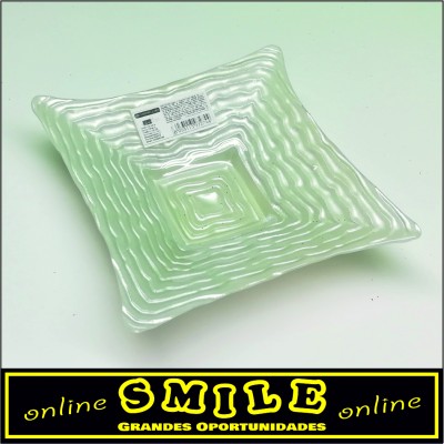 Bandeja quadrada em vidro branco pérola