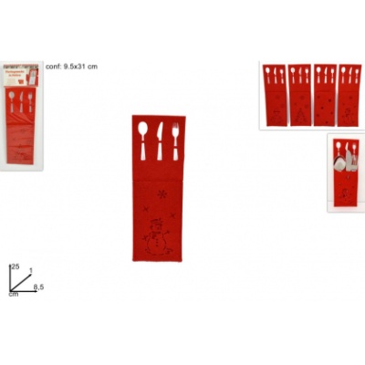 Porta talheres em feltro, vermelho