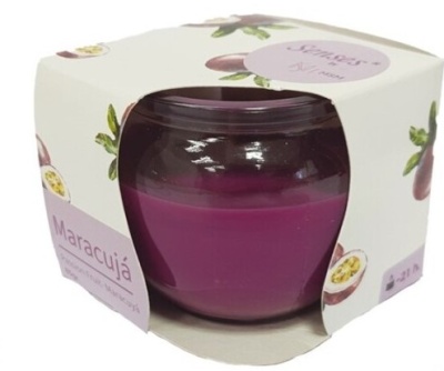 Vela aromática em copo de vidro redondo Maracujá