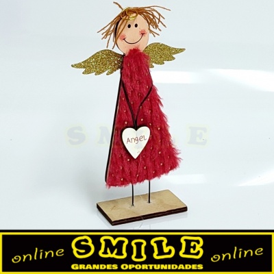 Boneco Angel vermelho c/ base madeira