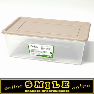 Caixa para Alimentos Transp. 2,1l Slabox3 -Tampa Creme