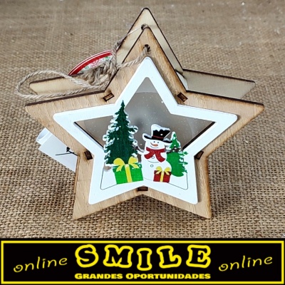 Estrela de Natal em Madeira Castanha c/ Luz