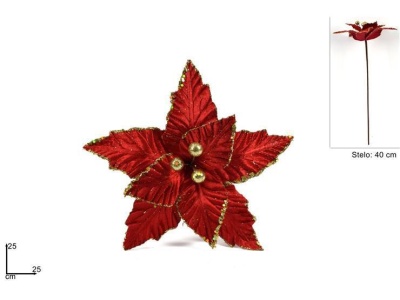 Flor de Natal vermelha com pontas douradas (40cm)
