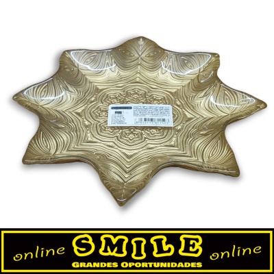 Prato decorativo em vidro dourado 20cm- Estrela