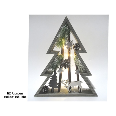 Árvore de Natal decorativa de madeira com luz