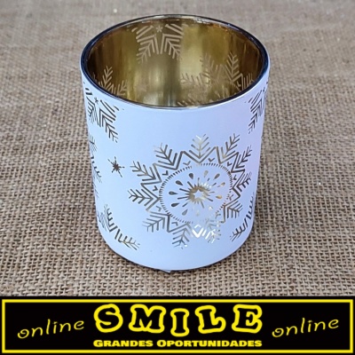Copo em Vidro Branco/Ouro Floco Neve