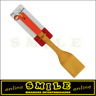 Espátula Rasa em Bambú com Cabo Laranja