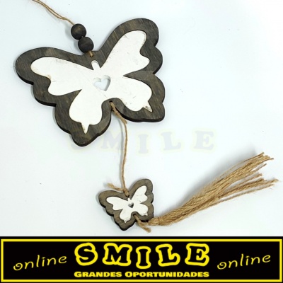 Borboleta de Natal em Madeira Decorativa de Pendurar