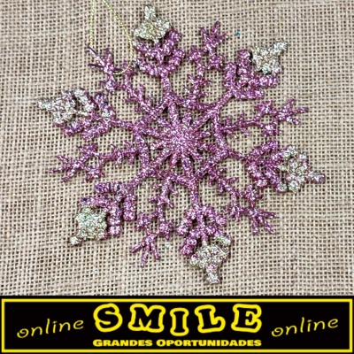 Conjunto de 3 Flocos de Neve Rosa Velho