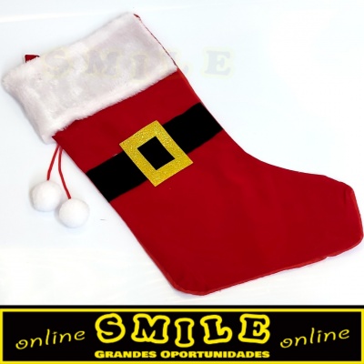 Bota de Natal em Tecido Decorativa Vermelha c/ fivela