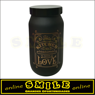 Frasco em vidro negro Love Kitchen