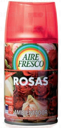 Recarga ambientadora em spray para máquina Aire Fresco Rosas (60 dias) 250ml