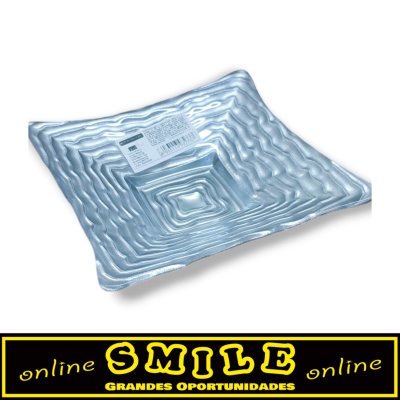 Prato decorativo em vidro prata 14cm- Quadrado