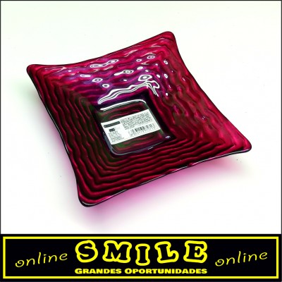 Bandeja quadrada em vidro vermelha