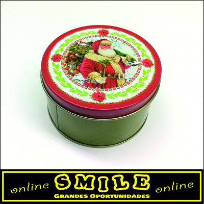 Lata de Natal decorativa redonda Pai Natal