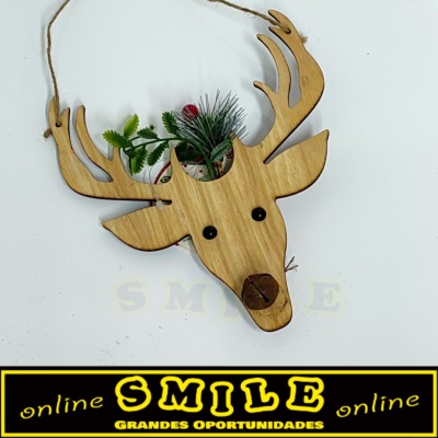 Cabeça de Rena Decor em Madeira Castanha