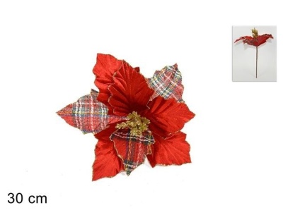 Flor de Natal vermelha xadrez (30cm)