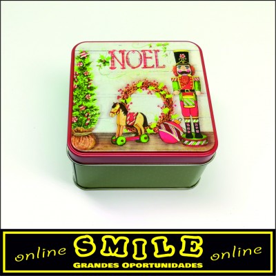 Lata de Natal decorativa quadrada Noel
