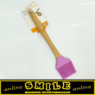 Pincel em Silicone com Cabo em Madeira 28,5cm Lilás