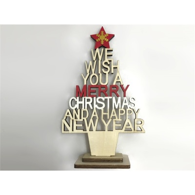 Árvore de Natal de madeira c/ frase (19x11cm)