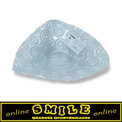 Prato decorativo em vidro branco pérola 16,5cm- Triangular