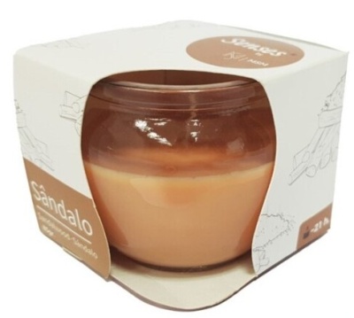 Vela aromática em copo de vidro redondo Sândalo