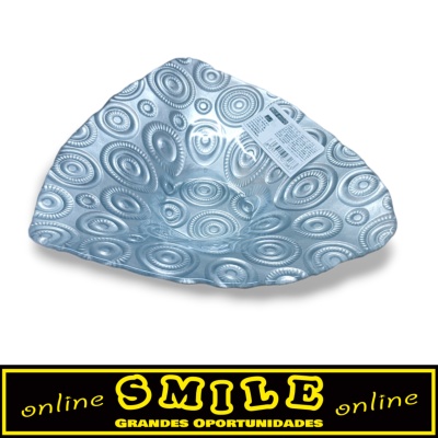 Prato decorativo em vidro cinza 16,5cm- Triangular