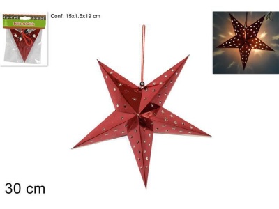 Estrela de pendurar, em cartão brilhante (30cm)