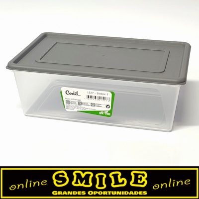 Caixa para Alimentos Transp. 2,1l Slabox3 -Tampa Cinza