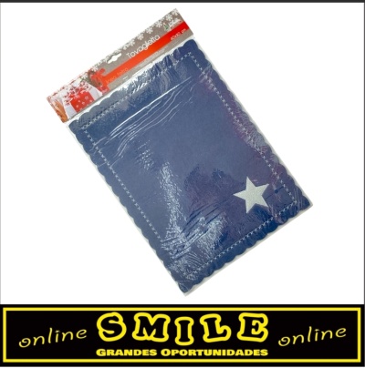 Individual retangular azul em feltro, 40x30cm c/ estrela prata