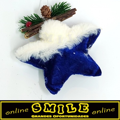 Estrela Decor Azul Veludo/ Branco